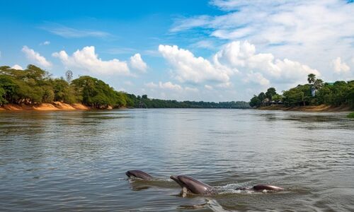 Kratie Dolphins on Mekong Rive